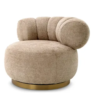 Luxus Beiger Runder Sessel 93 cm – Wohnzimmer- & Hotelausstattung – Luxusmöbel Vorderansicht von Luxury Group International