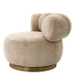 Luxus Beiger Runder Sessel 93 cm – Wohnzimmer- & Hotelausstattung – Luxusmöbel Seitenansicht von Luxury Group International