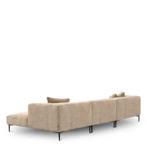 Divano Angolare Beige di Lusso con Chaise e Gambe in Metallo Nero - Mobili di Lusso per Hotel Vista posteriore di Luxury Group International