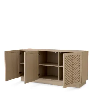 Credenza di lusso beige con ante a pannelli a zig-zag – 165 cm - Arredamento di lusso per hotel Vista interna di Luxury Group International