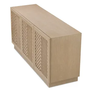 Credenza di lusso beige con ante a pannelli a zig-zag – 165 cm - Arredamento di lusso per hotel Vista laterale di Luxury Group International