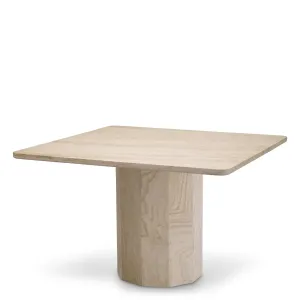 Luxus Beiger Quadratischer Steinesstisch 120 cm – Esszimmer- & Hotelausstattung Vorderansicht von Luxury Group International