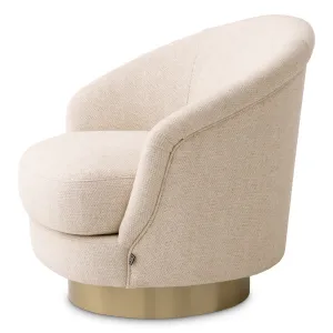 Luxury Beige Swivel Lounge Chair 84 cm - Living Room & Hotel Furniture - Luxury Furniture Side View by Luxury Group International
