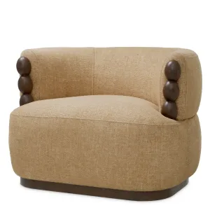 Luxury Beige Textured Fabric Accent Chair with Dark Wood Details - Luxury Armchair - Luxury Furniture by Luxury Group International