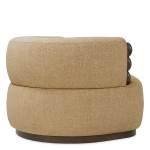 Luxury Beige Textured Fabric Accent Chair with Dark Wood Details - Luxury Armchair - Luxury Furniture Back View by Luxury Group International