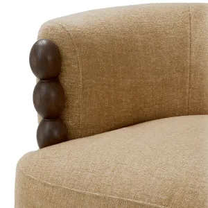 Luxury Beige Textured Fabric Accent Chair with Dark Wood Details - Luxury Armchair - Luxury Furniture Detail View by Luxury Group International