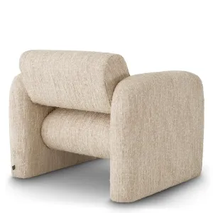 Luxury Beige Textured Fabric Armchair with Rounded Block Arms – 100 cm - Luxury Hotel Furniture Back View by Luxury Group International