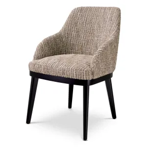 Luxury Beige Textured Fabric Dining Chair with Black Wooden Frame - Luxury Dining Chair by Luxury Group International