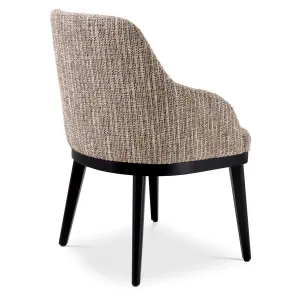 Luxury Beige Textured Fabric Dining Chair with Black Wooden Frame - Luxury Dining Chair Back View by Luxury Group International