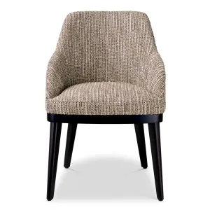 Luxury Beige Textured Fabric Dining Chair with Black Wooden Frame - Luxury Dining Chair Front View by Luxury Group International