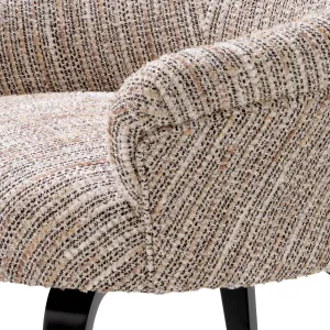 Luxury Beige Textured Fabric Dining Chair with Curved Arms and Black Legs - Luxury Dining Table Detail View by Luxury Group International