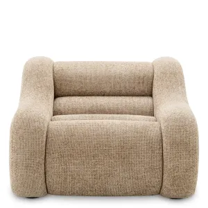 Luxury Beige Textured Fabric Sculptural Lounge Armchair - Luxury Hotel Furniture Front View by Luxury Group International