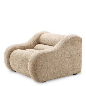 Luxury Beige Textured Fabric Sculptural Lounge Armchair - Luxury Hotel Furniture Side View by Luxury Group International