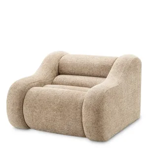 Luxury Beige Textured Fabric Sculptural Lounge Armchair - Luxury Hotel Furniture Side View by Luxury Group International