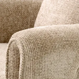 Sillón Tapizado de Lujo Beige Texturizado con Estructura Escultural - Mobiliario de Hotel de Lujo Vista detalle por Luxury Group International