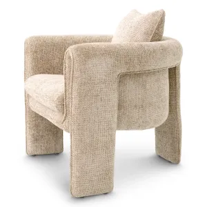 Sillón Tapizado de Lujo Beige Texturizado con Estructura Escultural - Mobiliario de Hotel de Lujo Vista lateral por Luxury Group International