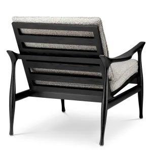 Luxury Beige Upholstered Armchair with Black Wooden Frame 77 cm - Living Room & Hotel Furniture Back View by Luxury Group International
