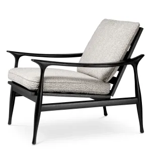 Luxury Beige Upholstered Armchair with Black Wooden Frame 77 cm - Living Room & Hotel Furniture Side View by Luxury Group International