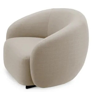 Luxuriöser beiger Polstersessel mit geschwungener, umlaufender Rückenlehne – 100 cm – Luxus-Hotelmöbel Seitenansicht von Luxury Group International