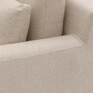 Luxury Beige Upholstered Armchair with Loose Back Cushion – 100 cm - Luxury Hotel Furniture Detail View by Luxury Group International