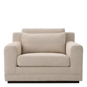 Luxury Beige Upholstered Armchair with Loose Back Cushion – 100 cm - Luxury Hotel Furniture Front View by Luxury Group International