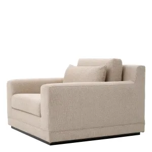 Luxury Beige Upholstered Armchair with Loose Back Cushion – 100 cm - Luxury Hotel Furniture Side View by Luxury Group International
