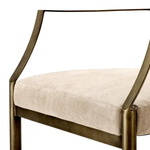 Luxus Beige Polsterstuhl mit Bronze-Metallgestell – Luxus Hotelmöbel Detailansicht von Luxury Group International
