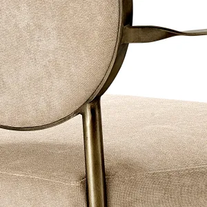 Luxus Beige Polsterstuhl mit Bronze-Metallgestell – Luxus Hotelmöbel Detailansicht von Luxury Group International