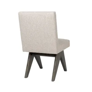 Luxury Beige Upholstered Dining Chair with Dark Wood Frame- Luxury Hotel Furniture Back View by Luxury Group International