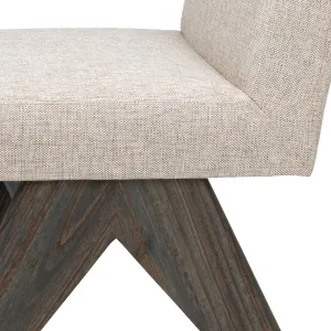 Luxury Beige Upholstered Dining Chair with Dark Wood Frame- Luxury Hotel Furniture Detail View by Luxury Group International