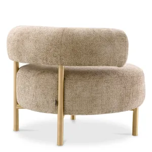 Sillón Lounge Tapizado Beige de Lujo con Estructura Metálica Dorada - Mobiliario de Hotel de Lujo Vista trasera por Luxury Group International
