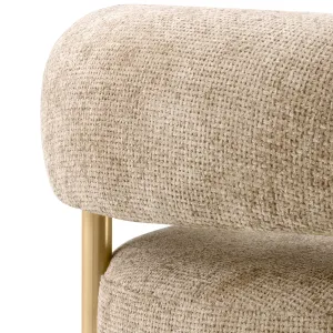 Sillón Lounge Tapizado Beige de Lujo con Estructura Metálica Dorada - Mobiliario de Hotel de Lujo Vista detalle por Luxury Group International
