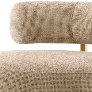 Sillón Lounge Tapizado Beige de Lujo con Estructura Metálica Dorada - Mobiliario de Hotel de Lujo Vista detalle por Luxury Group International