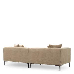 Sofá tapizado beige de lujo con patas de metal negro - Mobiliario de hotel de lujo Vista trasera por Luxury Group International