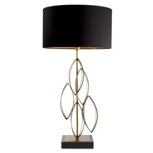 Luxus Schwarze und Antik Messing Skulpturale Tischlampe – Luxus Hotelmöbel Vorderansicht von Luxury Group International