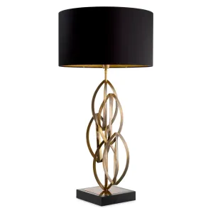 Luxus Schwarze und Antik Messing Skulpturale Tischlampe – Luxus Hotelmöbel Vorderansicht von Luxury Group International