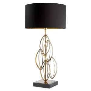 Luxus Schwarze und Antik Messing Skulpturale Tischlampe – Luxus Hotelmöbel Vorderansicht von Luxury Group International