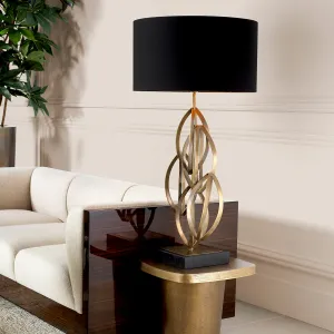 Luxus Schwarze und Antik Messing Skulpturale Tischlampe – Luxus Hotelmöbel Lifestyle-Ansicht von Luxury Group International