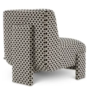 Luxury Black and White Patterned Upholstered Lounge Chair - Luxury Armchair - Luxury Living Room Back View by Luxury Group International