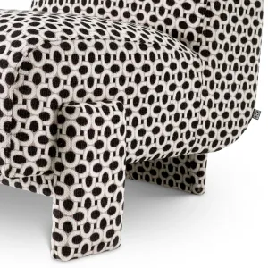 Luxury Black and White Patterned Upholstered Lounge Chair - Luxury Armchair - Luxury Living Room Detail View by Luxury Group International