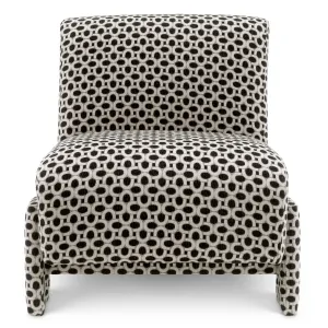 Luxury Black and White Patterned Upholstered Lounge Chair - Luxury Armchair - Luxury Living Room Front View by Luxury Group International