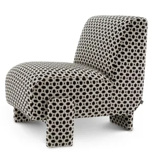 Luxury Black and White Patterned Upholstered Lounge Chair - Luxury Armchair - Luxury Living Room Front View by Luxury Group International