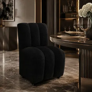 Sedia da Pranzo Imbottita Nera di Lusso con Canali e Design Scultoreo - Mobili di Lusso per Hotel Vista lifestyle di Luxury Group International
