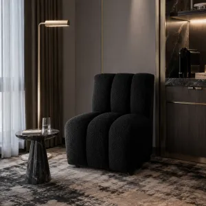 Sedia da Pranzo Imbottita Nera di Lusso con Canali e Design Scultoreo - Mobili di Lusso per Hotel Vista lifestyle di Luxury Group International