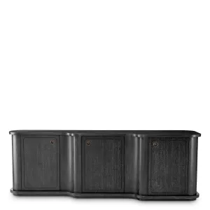 Luxus Schwarzes Gebogenes Sideboard mit Drei Türen – Luxus Hotelmöbel Vorderansicht von Luxury Group International