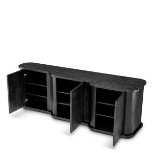 Luxus Schwarzes Gebogenes Sideboard mit Drei Türen – Luxus Hotelmöbel Innenansicht von Luxury Group International
