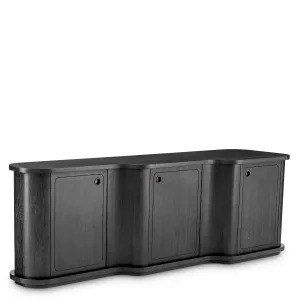 Luxus Schwarzes Gebogenes Sideboard mit Drei Türen – Luxus Hotelmöbel Seitenansicht von Luxury Group International