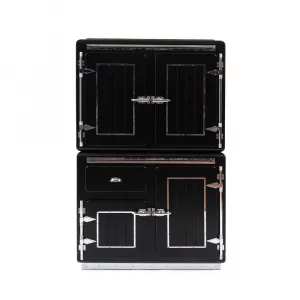 Mobile Contenitore di Design Nero di Lusso con Rifiniture in Metallo Cromato e Multiporta Vista frontale di Luxury Group International