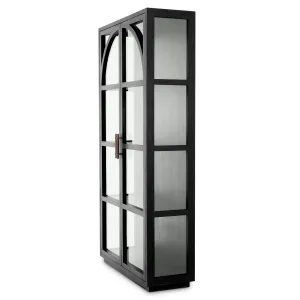 Luxus Schwarzes Glas-Vitrinenschrank mit Bogenförmigen Doppeltüren – Luxus Hotelmöbel Seitenansicht von Luxury Group International