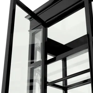 Luxus Schwarzer Glasvitrinenschrank mit Klassischem Architektonischem Rahmen – Luxus Hotelmöbel Detailansicht von Luxury Group International